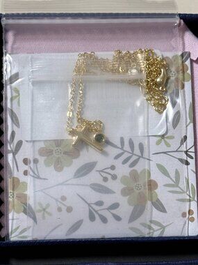 Cross Gold Birthstone Necklace, 14K Gold Plated - 08-Aug-Lab Peridot